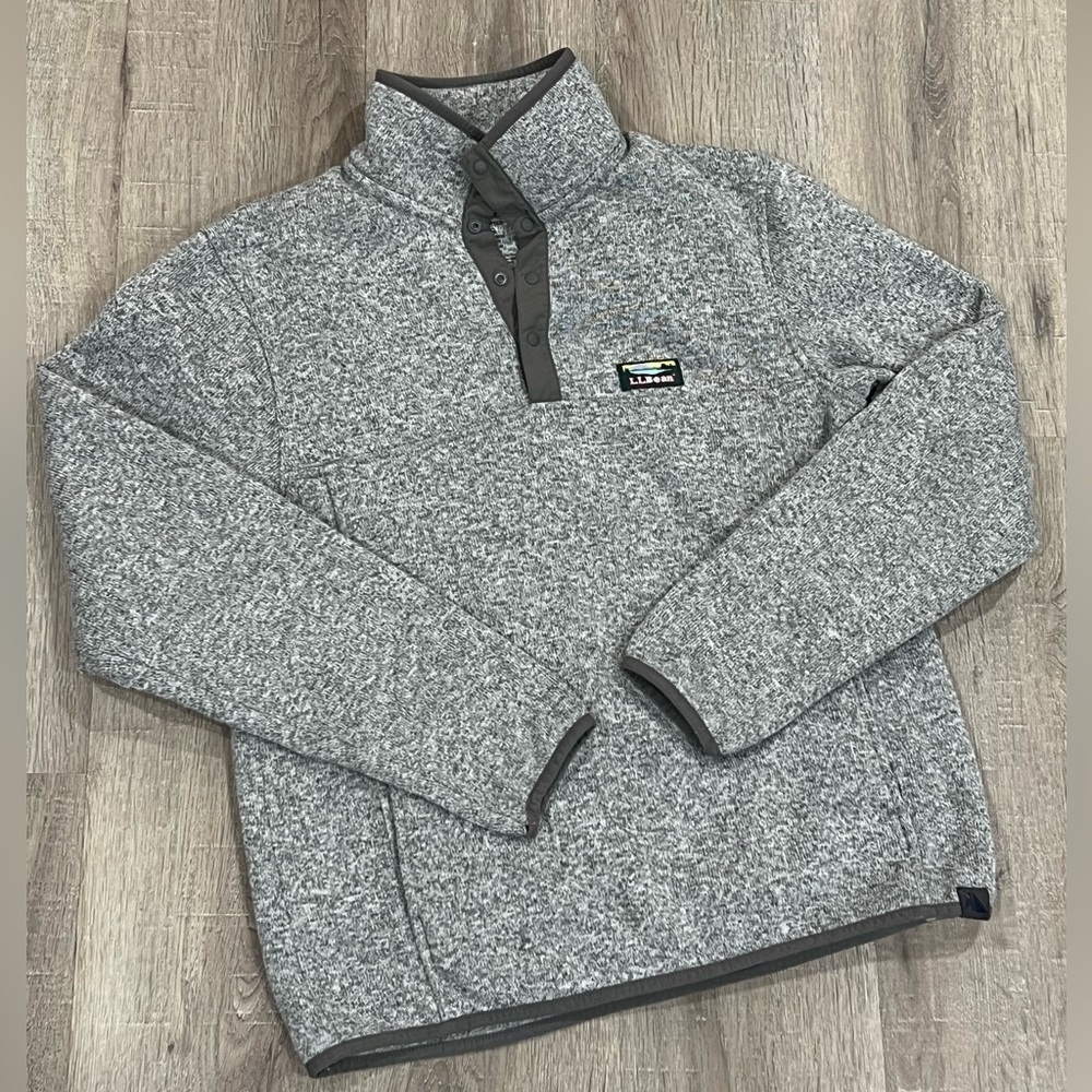 Men’s L.L. Bean Small Slightly Fitted Half Snap Better Sweater Patch Logo Gray